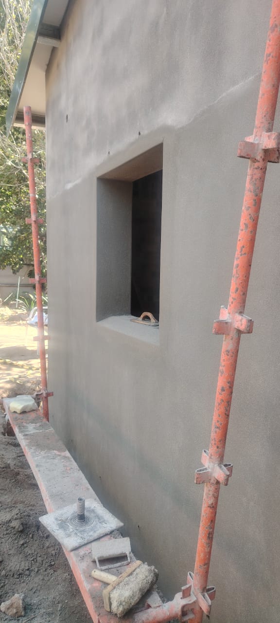 Plastering the exterior walls
